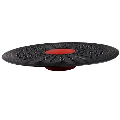 Virtufit Adjustable Balance Board, en rund, svart balansplatta med röd mitt och knottrig yta., bild 1 av 1