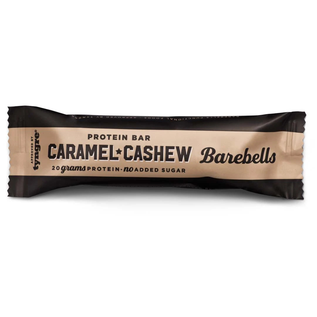 Barebells Soft protein bar 55 g i en mörkbrun och beige förpackning för smaken Caramel Cashew., bild 1 av 21