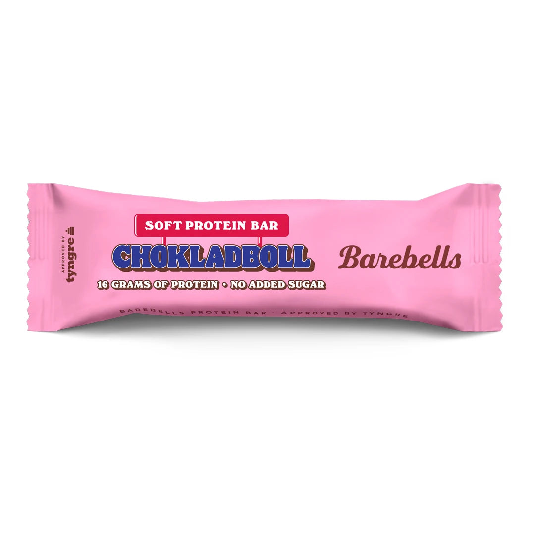 Barebells Soft protein bar 55 g i en rosa förpackning för smaken Chokladboll., bild 11 av 21