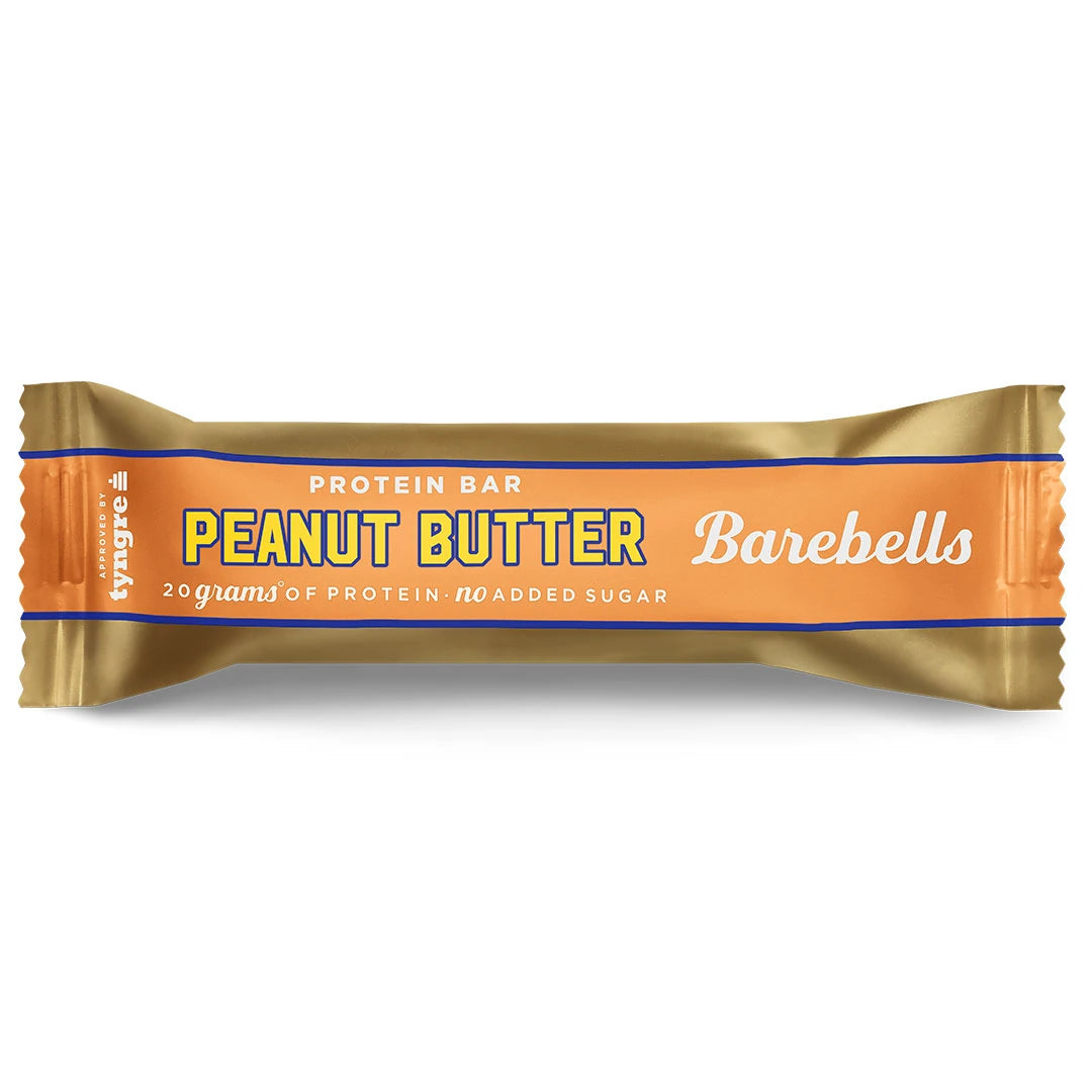 Barebells Soft protein bar 55 g i en guld- och orangefärgad förpackning för smaken Peanut Butter., bild 14 av 21