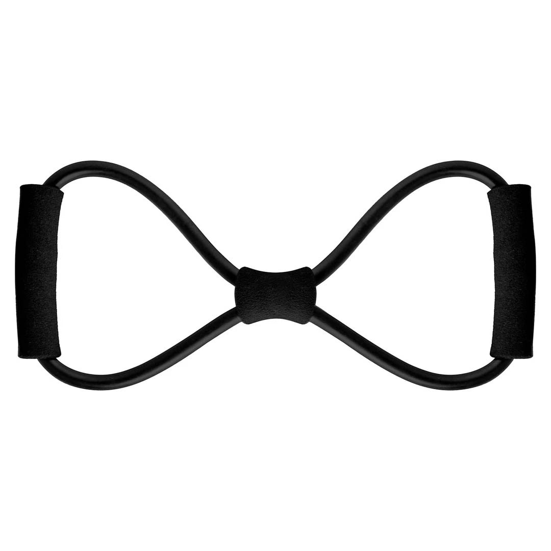 Virtufit Figure 8 Resistance Cable, ett svart träningsband med bekväma skumhandtag format som en åtta., bild 1 av 1