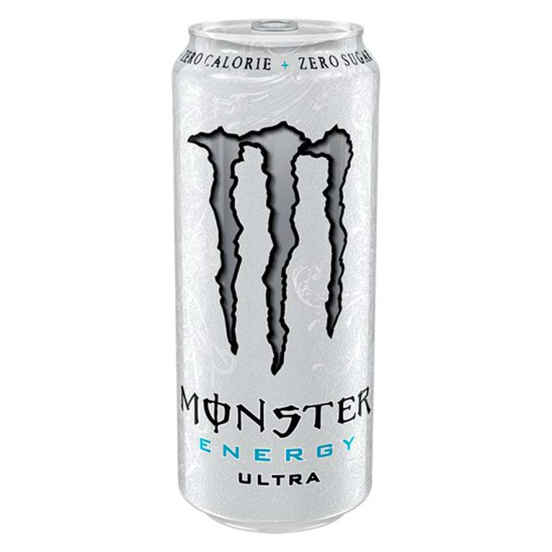 Monster Energy 500 ml i en vit burk med silvriga detaljer för den sockerfria smaken Ultra White., bild 12 av 20