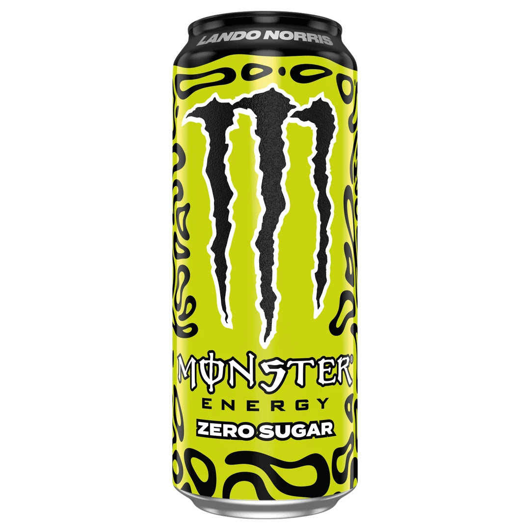 Monster Energy 500 ml i en neongul burk med svarta detaljer för varianten Lando Norris Zero Sugar., bild 14 av 20
