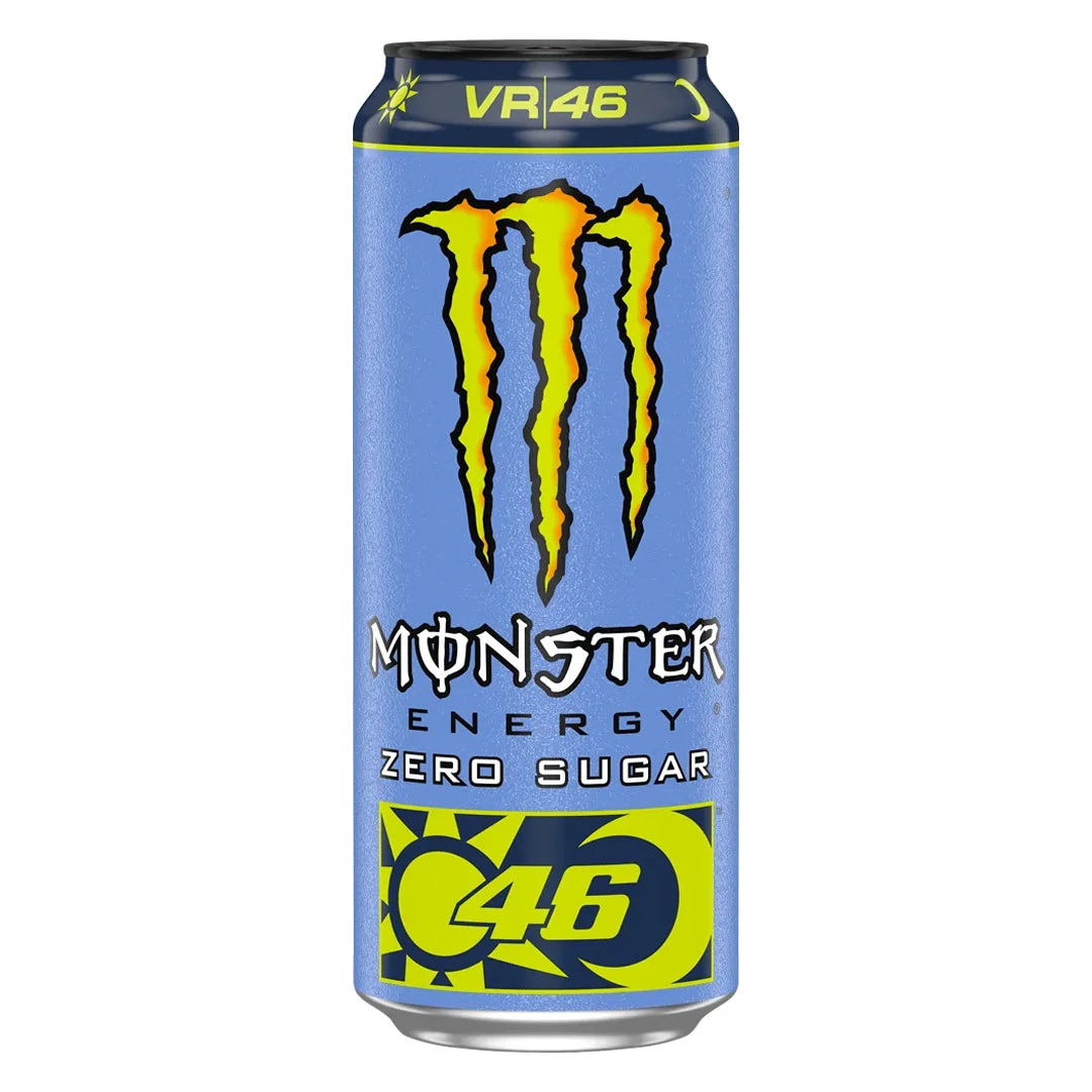Monster Energy 500 ml i en ljusblå burk med gula detaljer för smaken VR46 Zero Sugar., bild 15 av 20