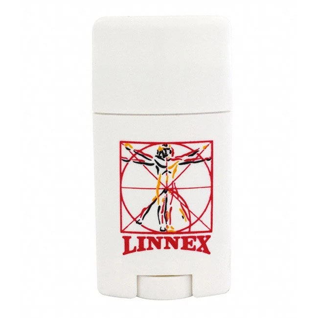 Linnex Liniment Stick 50 g, ett vitt linimentstift med röd logotyp för lindring av muskel- och ledvärk., bild 1 av 1