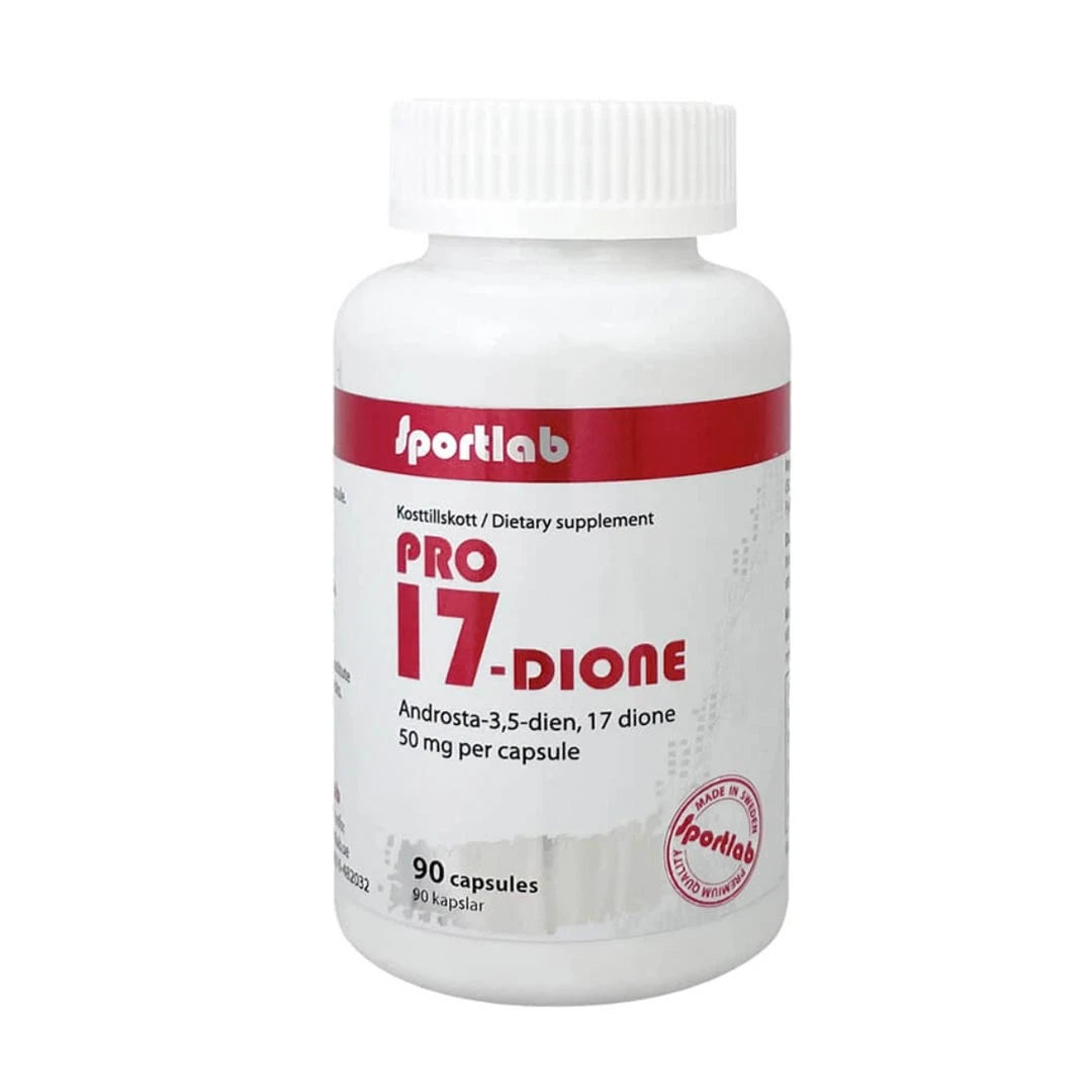 Sportlab PRO 17-Dione 90 caps kosttillskott i en vit burk med röda detaljer och tydlig text., bild 1 av 1