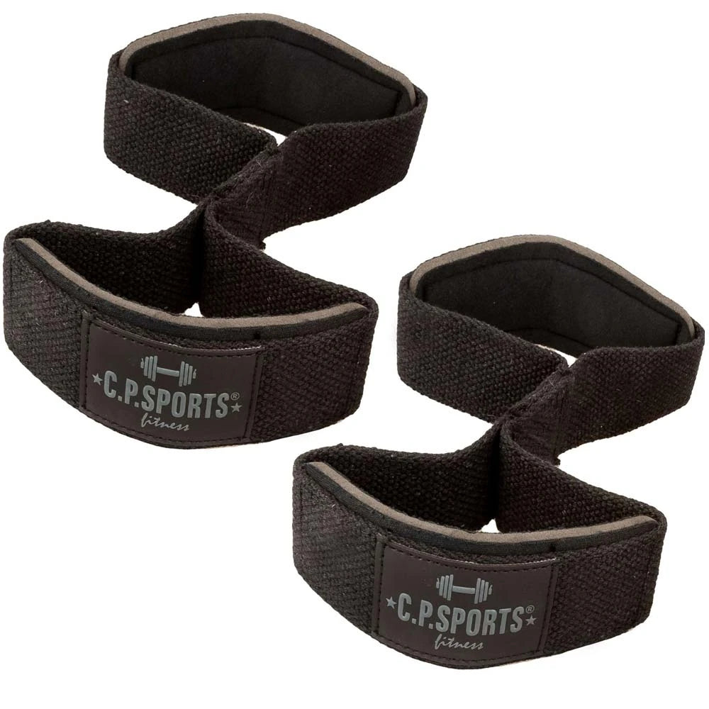 C.P. Sports Figure 8 Straps - Closed Loop Quick Straps Black, ett par svarta dragremmar i slitstark bomull., bild 1 av 1