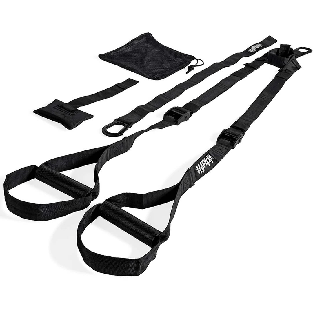 Virtufit Suspension Trainer Pro svarta träningsband med handtag och tillhörande nätväska., bild 1 av 1