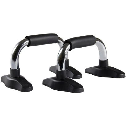 Virtufit Push Up Bars Chrome, två armhävningshandtag i kromat aluminium med bekväma svarta grepp och svarta fötter., bild 1 av 1