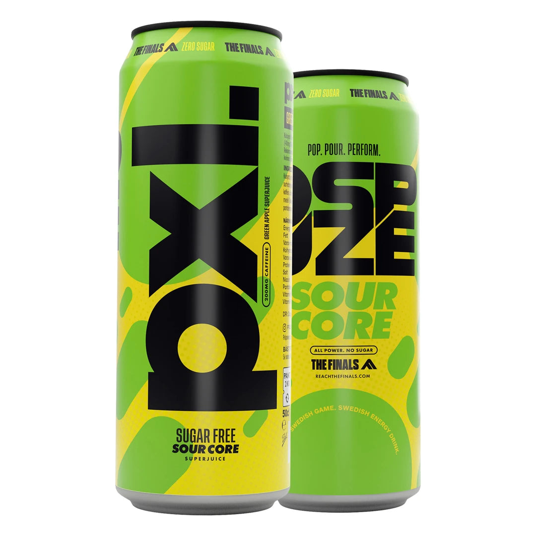 PXL Energy Final Fantasy 500 ml kolsyrad dryck i gröna och gula burkar för smaken Sour Core., bild 1 av 8