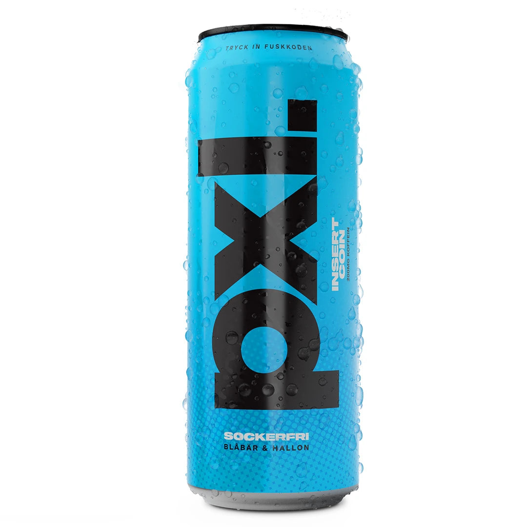 PXL Energy Final Fantasy 500 ml kolsyrad dryck i en ljusblå burk med svarta detaljer för smaken Insert Coin., bild 3 av 8