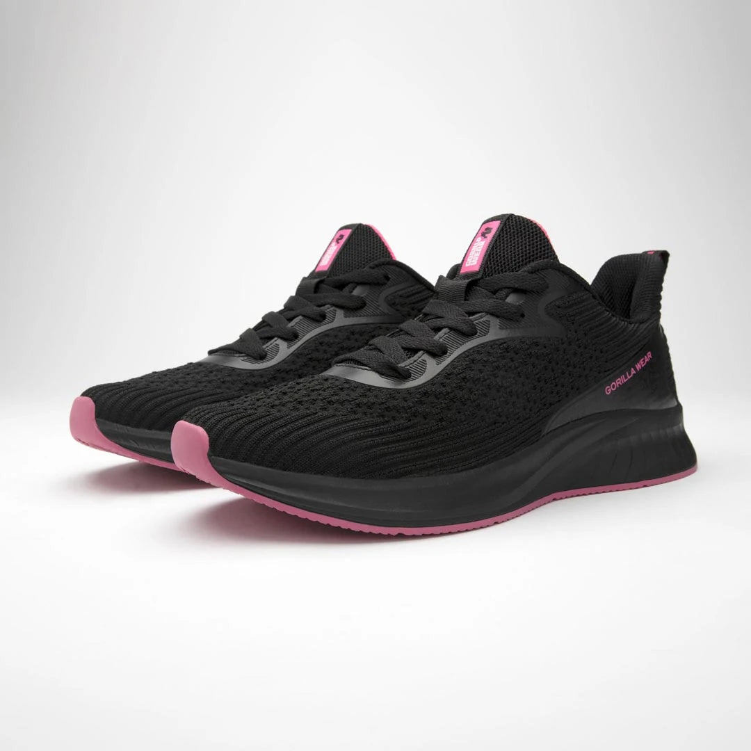 Gorilla Wear Milton Training Shoes Black/Fuchsia, svarta träningsskor i ventilerande mesh med rosa detaljer., bild 1 av 6
