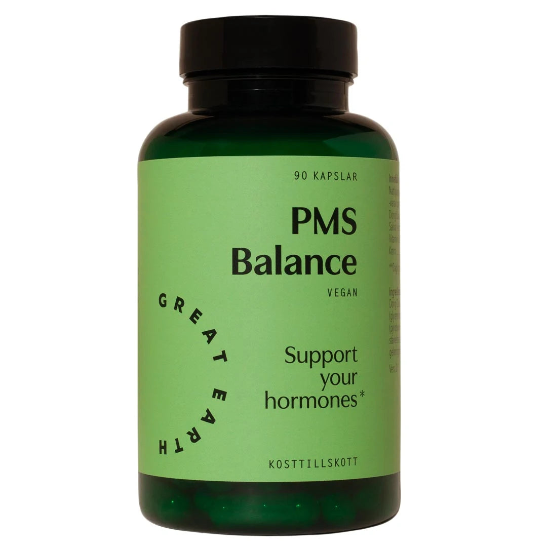 Great Earth PMS Balance 90 caps i en mörkgrön burk med ljusgrön etikett., bild 1 av 1