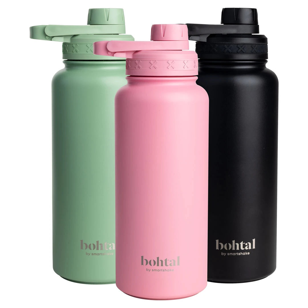 Bohtal Insulated Sports Bottle 960 ml i tre olika färger: grön, rosa och svart, tillverkade i rostfritt stål., bild 1 av 1