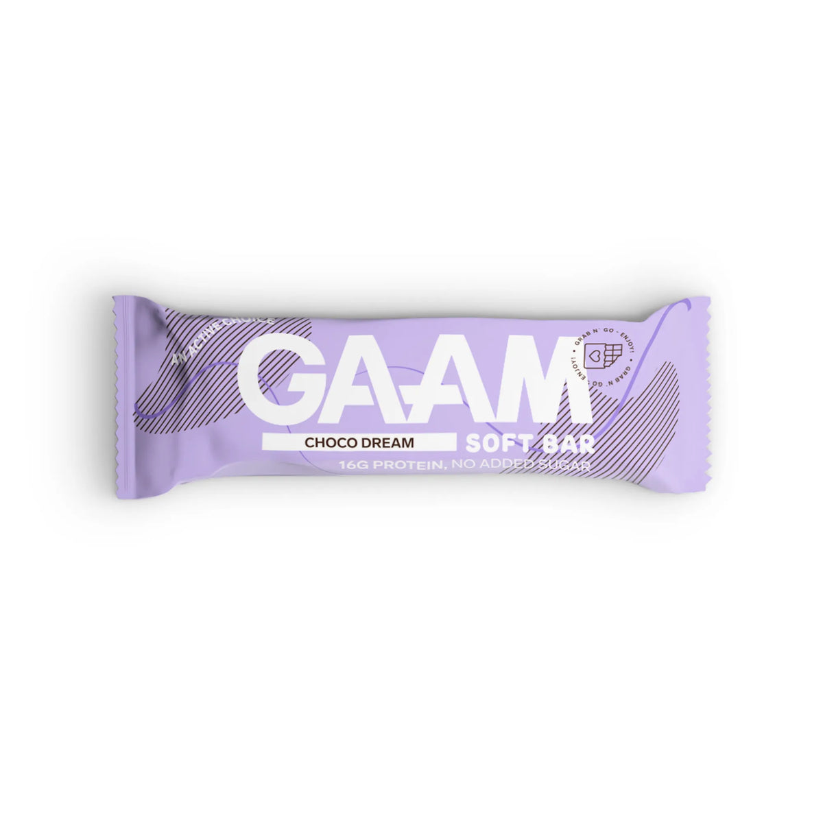 GAAM Protein &amp; Soft bar 45 g i en ljuslila förpackning med smaken Choco Dream., bild 2 av 6