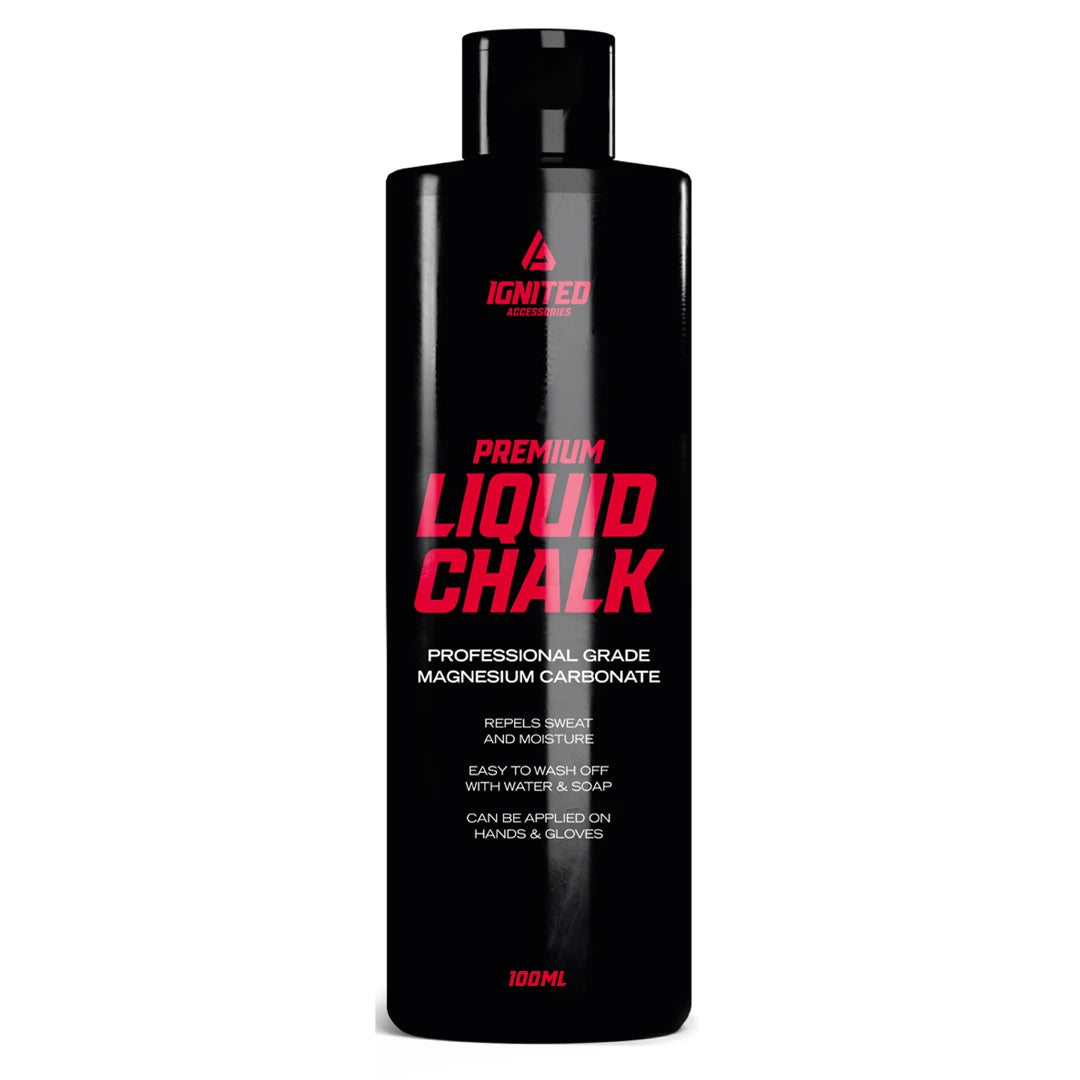 Ignited Liquid Chalk 100 ml flytande krita i en svart flaska med röda och vita detaljer.