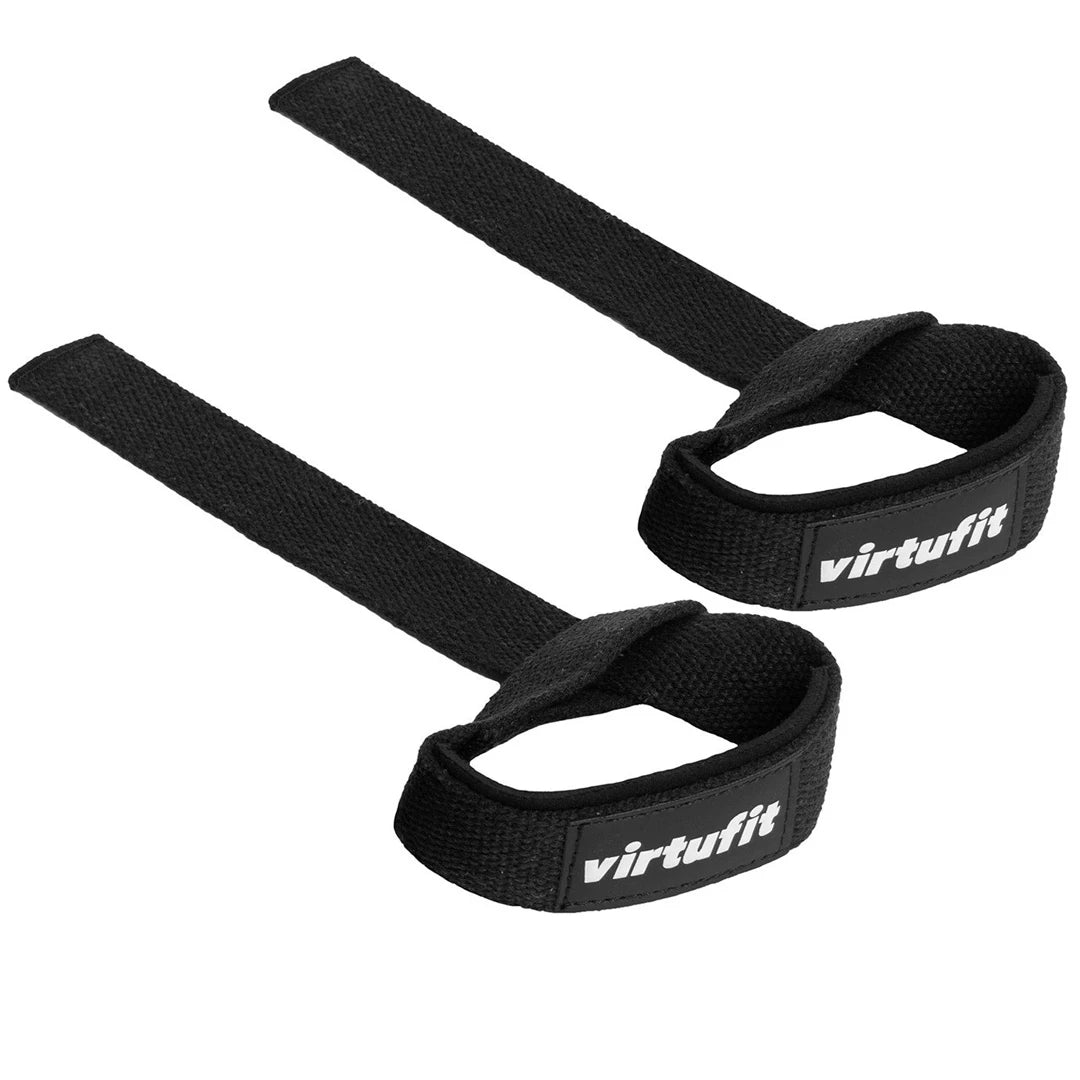 VirtuFit Padded Lifting Straps Black är svarta dragremmar i bomull med skumvaddering för tunga och säkra lyft., bild 1 av 1