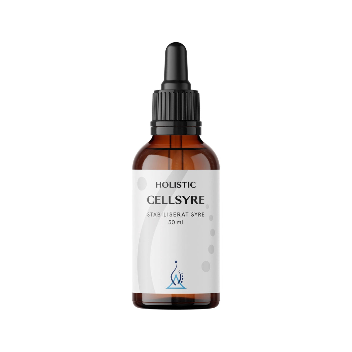Holistic Cellsyre 50 ml flytande kosttillskott i en brun glasflaska med svart pipett och vit etikett., bild 1 av 1