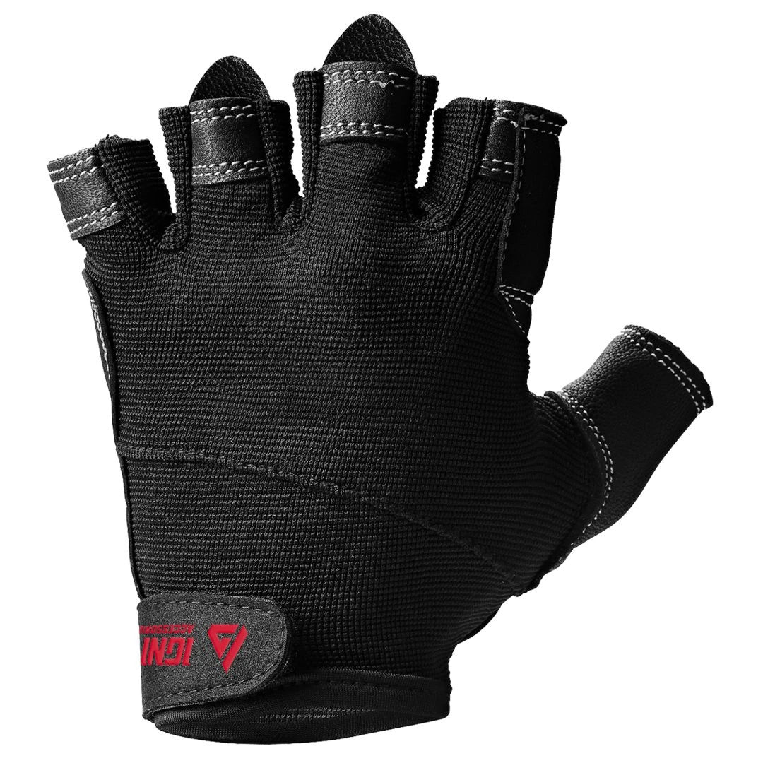 Ignited Premium Lifting Gloves Black, en svart träningshandske med halva fingrar och kardborrespänne för tunga lyft., bild 1 av 1