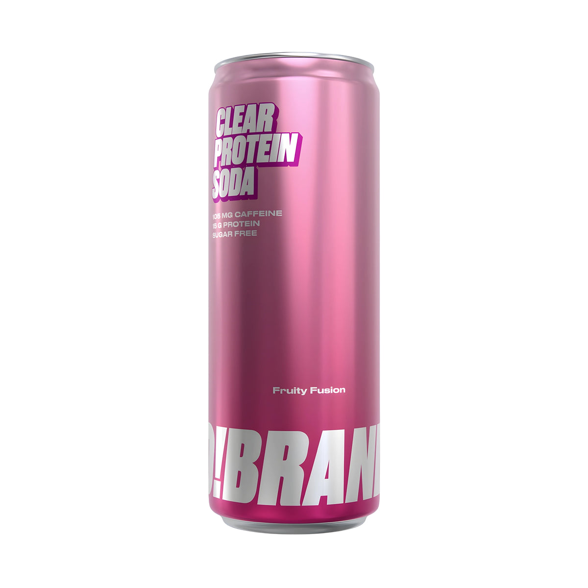 Pro Brands Clear Protein Soda 330 ml i en rosa burk för smaken Fruity Fusion.