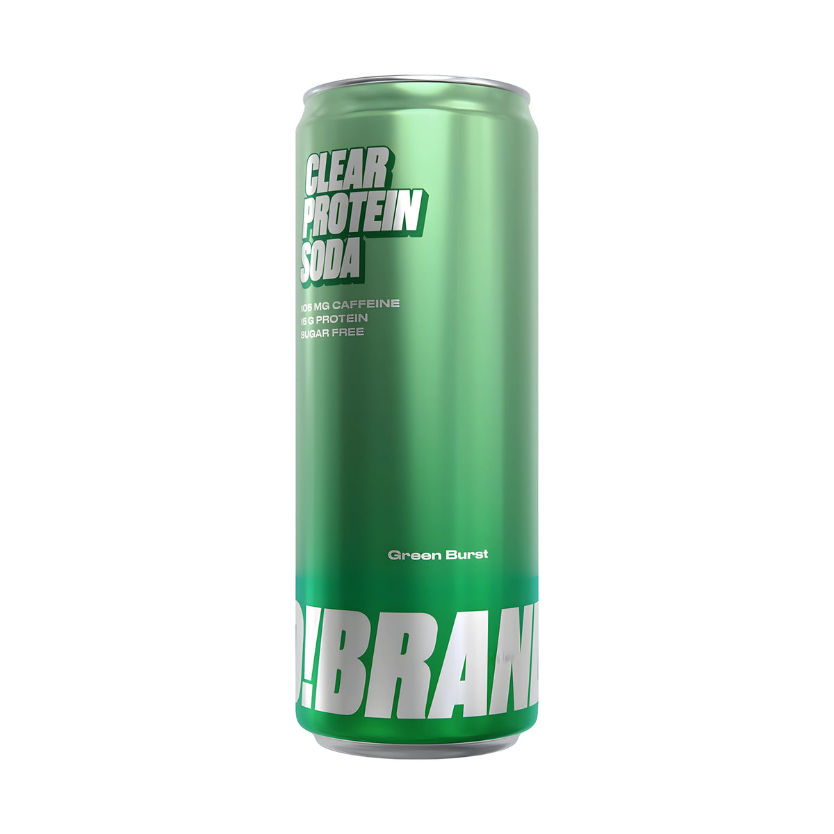 Pro Brands Clear Protein Soda 330 ml proteindryck i en grön metallburk med vit text för smaken Green Burst.