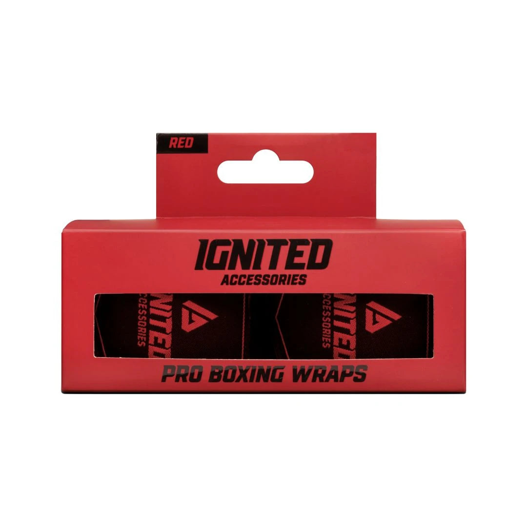 Ignited Boxing Hand Wraps Red 3.5 förpackade i en röd ask med texten Pro Boxing Wraps., bild 1 av 1