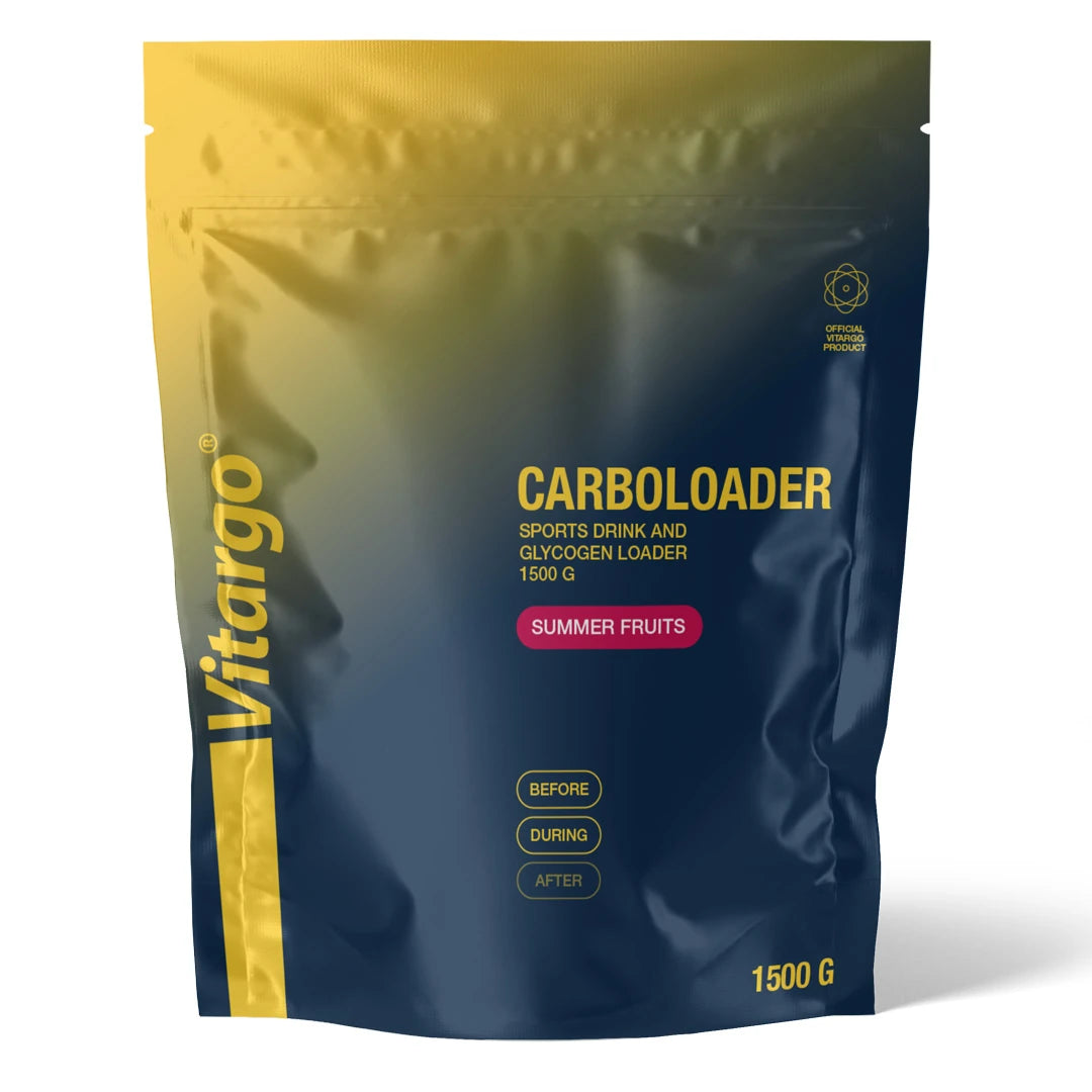 Vitargo Carboloader 1.5 kg sportdryck i pulverform, förpackad i en mörkblå och gul påse med smaken Summer Fruits., bild 1 av 1