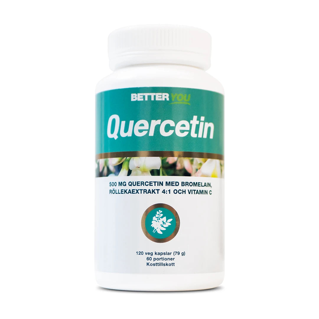 Better You Quercetin 120 caps kosttillskott i en vit plastburk med turkos och vit etikett., bild 1 av 1
