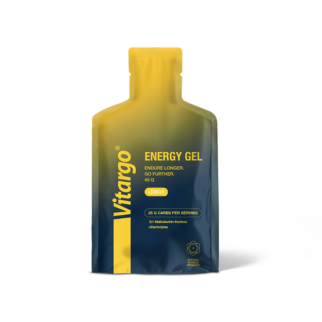 Vitargo Gels 45 g i en mörkblå och gul påse för smaken Lemon., bild 2 av 2