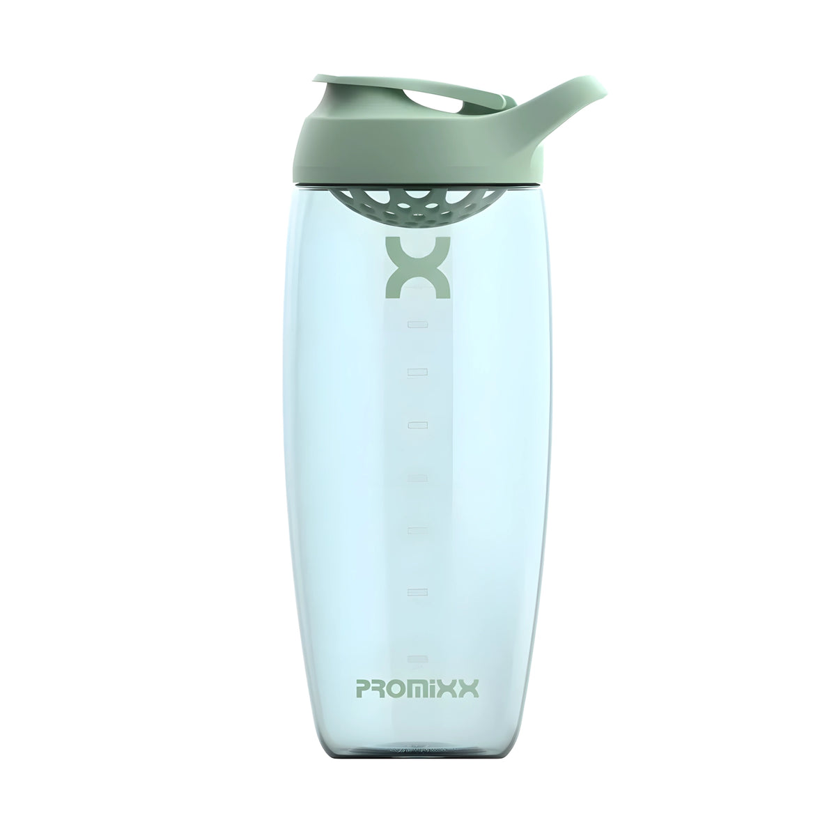 ProMixx Pursuit Shaker Bottle 950 ml är en transparent shaker med ett sportlock i färgen Seagrass Green.