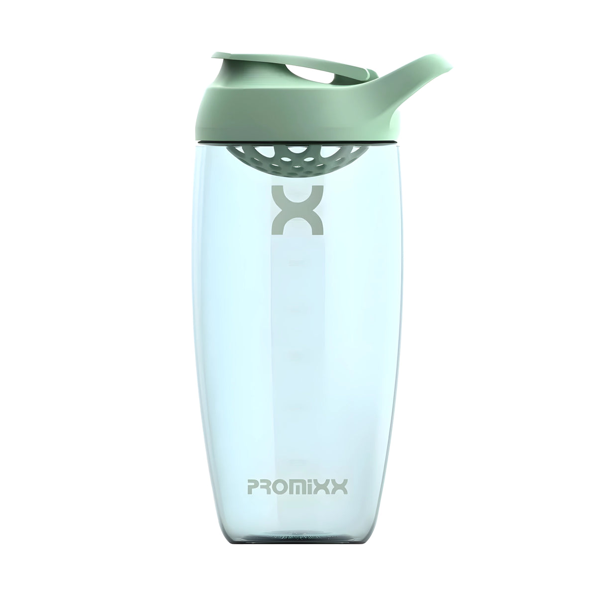 ProMixx Pursuit Shaker Bottle 700 ml i Seagrass Green. Klar shaker med ljusgrönt lock och integrerad agitator.