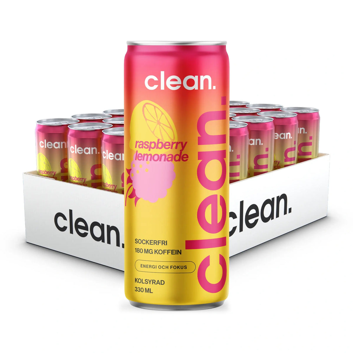 24 x Clean Drink 330 ml Raspberry Lemonade, bild 1 av 1