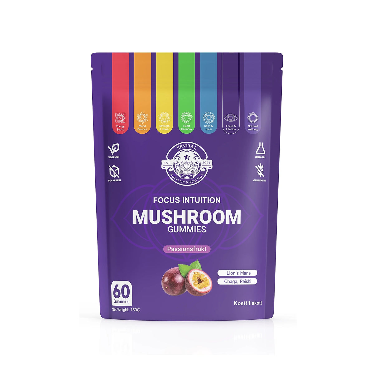 Sevital Mushroom Gummies 60 st Passionsfrukt, bild 1 av 1