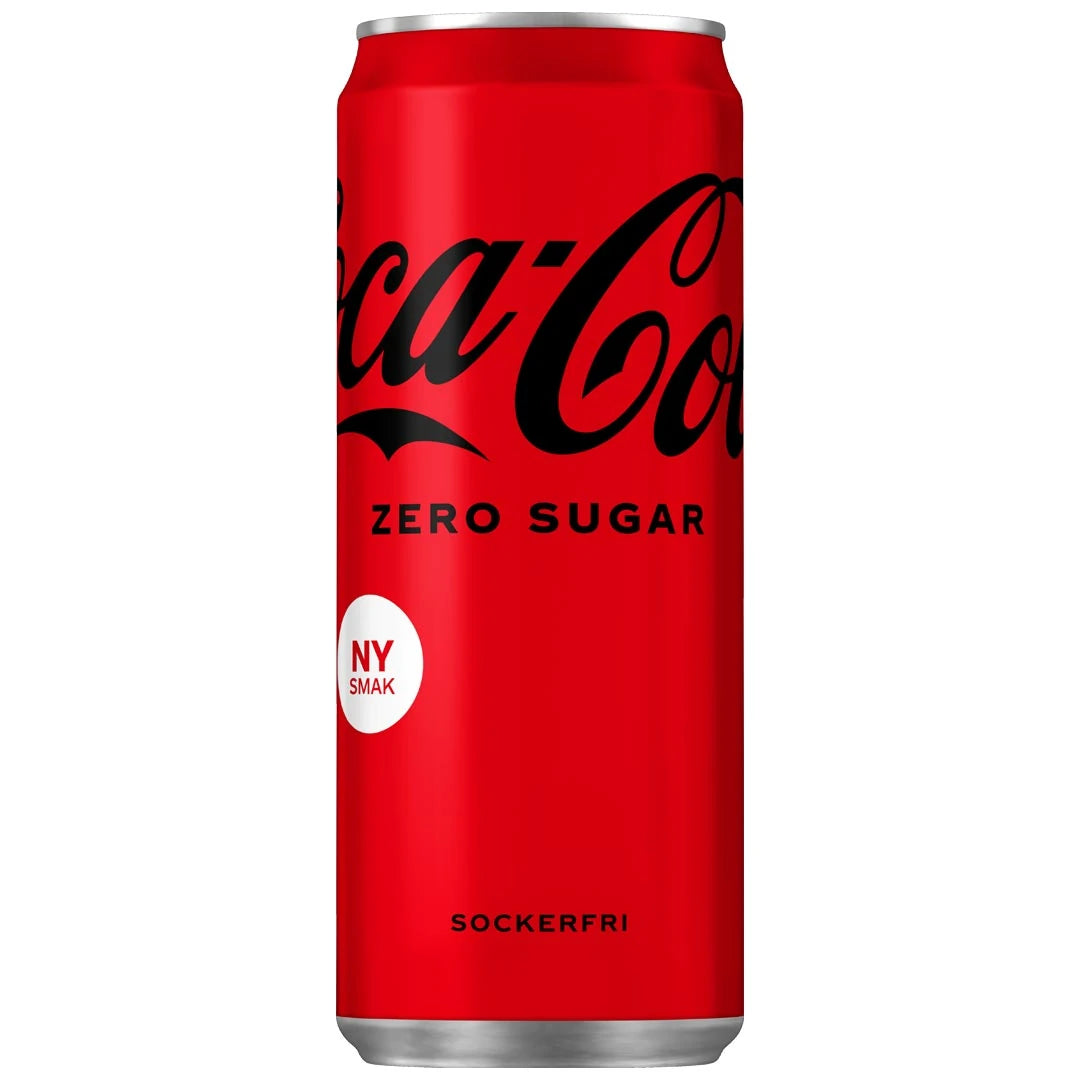Röd aluminiumburk med Coca-Cola Zero 330 ml, en klassisk sockerfri läsk., bild 1 av 4