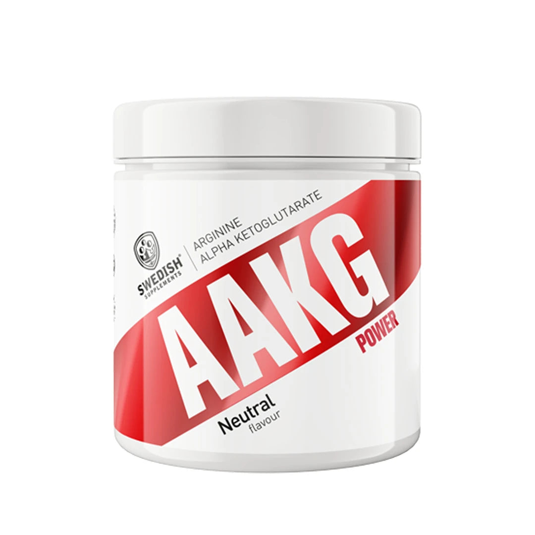 Swedish Supplements AAKG Power 250 g prestationshöjare i en vit burk med röd och vit etikett för Neutral flavour., bild 1 av 1
