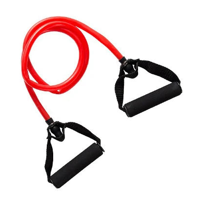 Virtufit Resistance Cable Light är ett rött träningsband med svarta vadderade handtag för flexibel styrketräning., bild 1 av 1