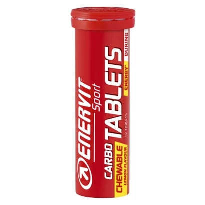 Enervit Sport Carbo tablets Lemon förpackade i ett rött rör för snabb energi., bild 1 av 1