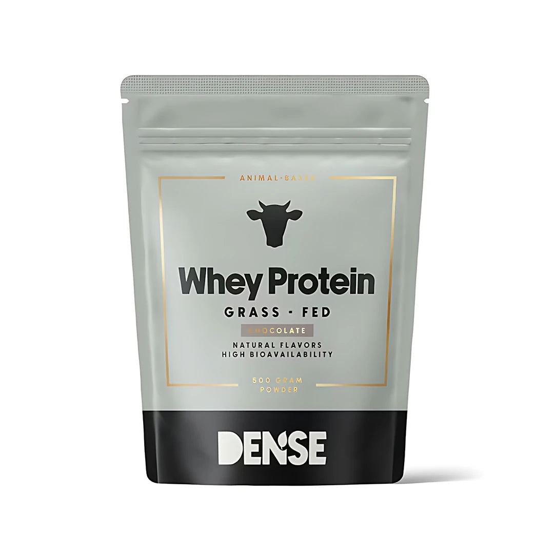 Dense Vassleprotein 500 g proteinpulver i en grå och svart påse för smaken choklad., bild 3 av 3