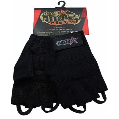 Svarta Stacker2 Europe Fitness Gloves träningshandskar med halvfingerdesign och justerbart kardborreband., bild 3 av 4