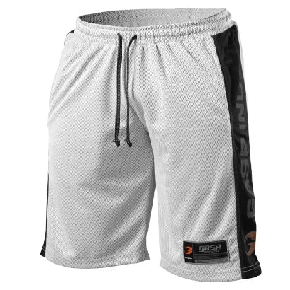 Gasp No1 Mesh Shorts White &amp; Black, vita träningsshorts i mesh med svarta sidopaneler och dragsko., bild 1 av 5