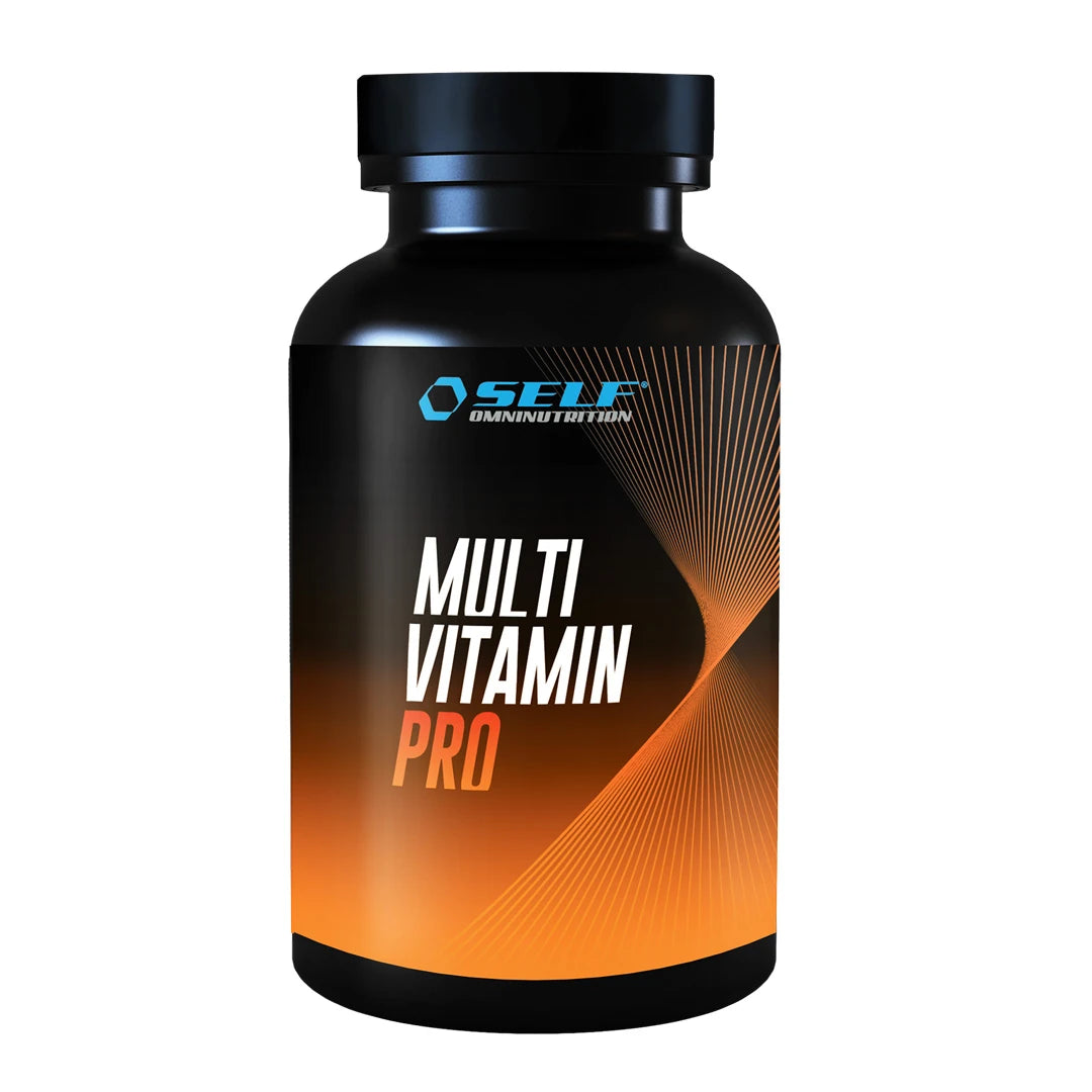 Self Omninutrition Multivitamin 60 caps i en svart burk med svart lock och orange detaljer., bild 1 av 1