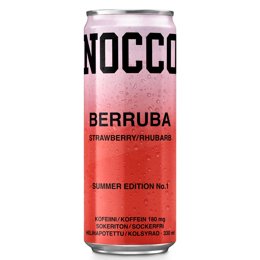 NOCCO BCAA 330 ml energidryck i en rosa och röd burk för smaken Berruba., bild 8 av 16