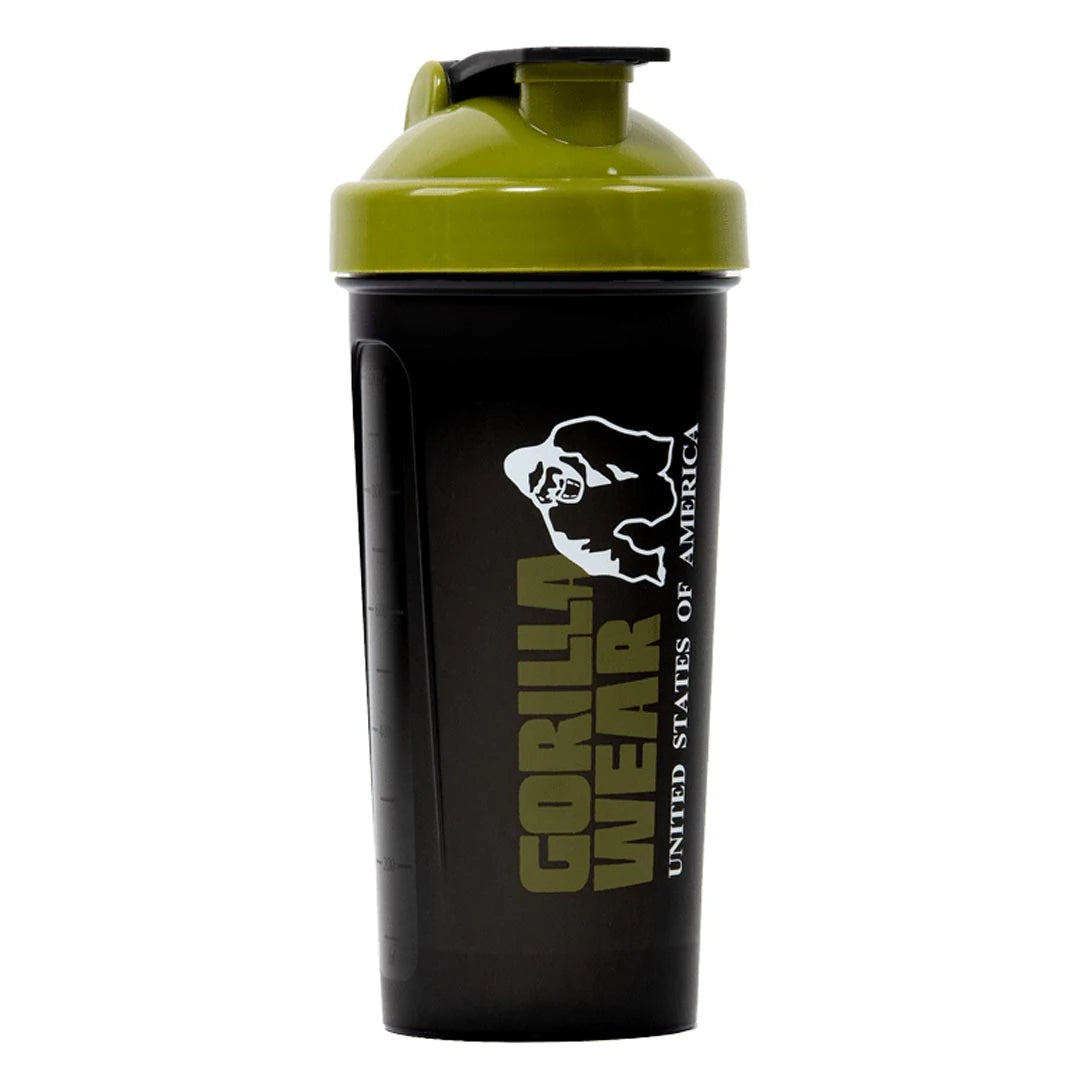 Gorilla Wear XXL Shaker Black & Army Green, en 1000 ml shaker i svart plast med militärgrönt lock.