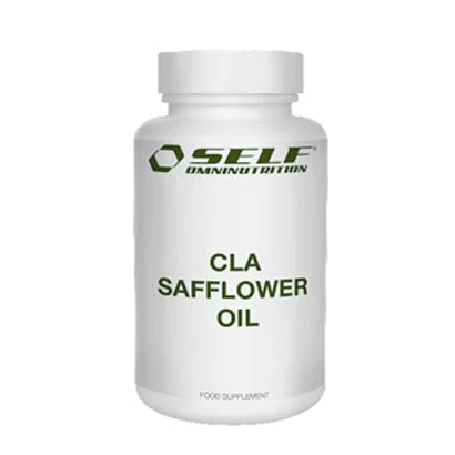 Self Omninutrition CLA Safflower Oil 120 caps i en vit burk med grön logotyp och text., bild 1 av 1