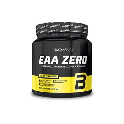 BioTechUSA EAA ZERO 350 g aminosyror i en svart burk med gula detaljer för smaken Lemon., bild 2 av 3