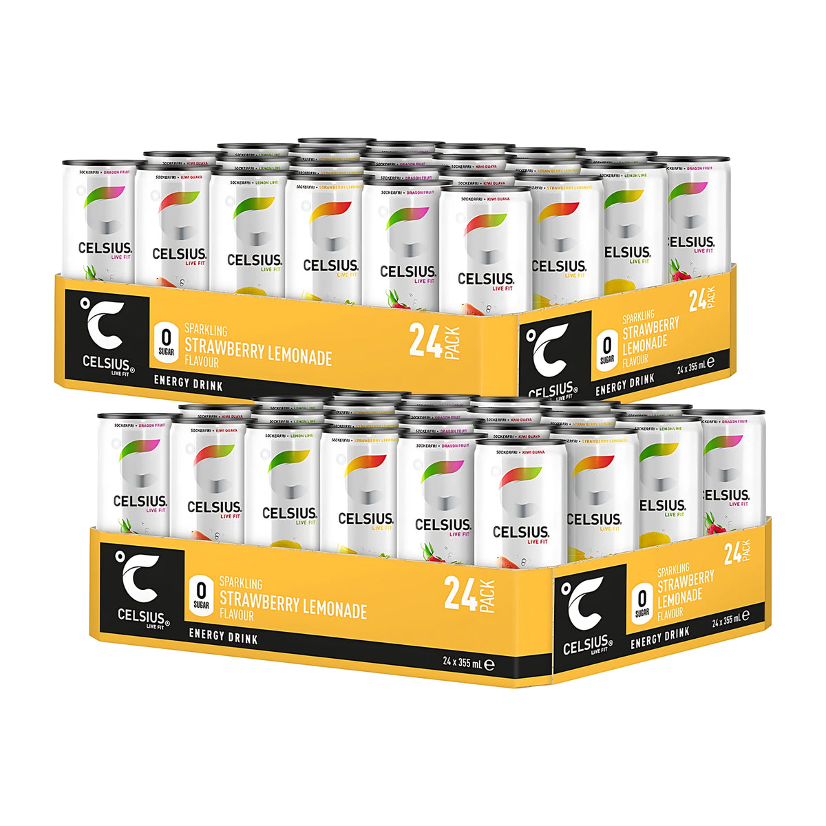48 x Celsius 355 ml Mixflak med två flak energidryck.