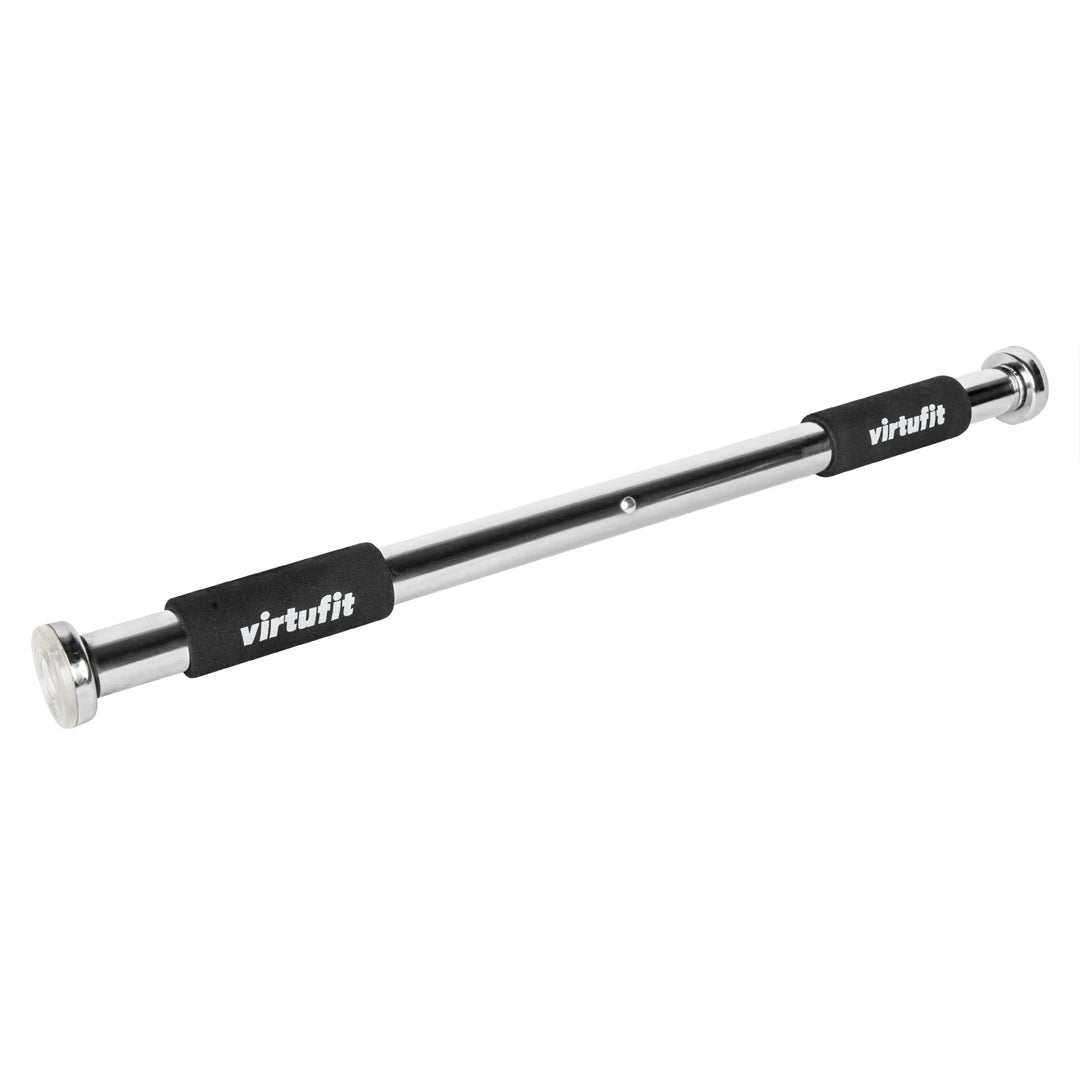 Virtufit Pull Up Bar i kromad stål med svarta vadderade handtag för smidig hemmaträning., bild 1 av 1