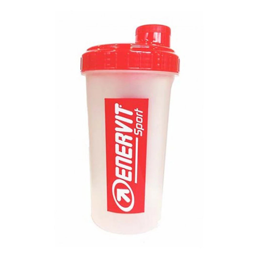 Enervit Sport Shaker 700 ml i transparent plast med rött lock och röda logotypdetaljer på sidan., bild 1 av 1