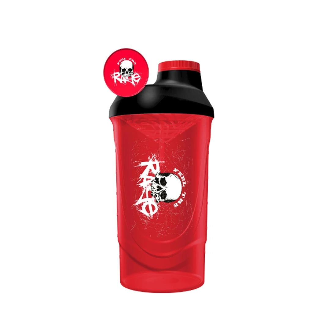 Fairing Rage Shaker 600 ml i röd transparent design med svart lock och vitt dödskalletryck., bild 1 av 1