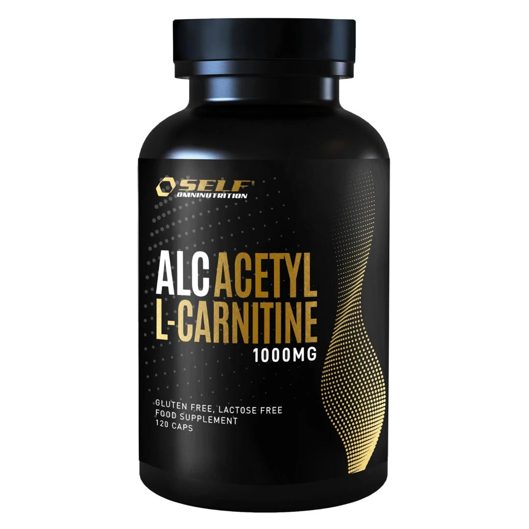 Self Omninutrition ALC 120 caps kosttillskott i en svart plastburk med guldiga detaljer., bild 1 av 1